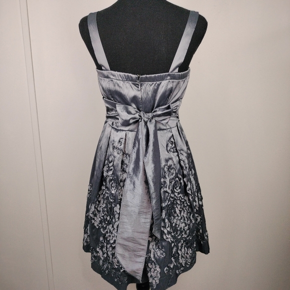 NWT R & M Richards Iridescent Silver Embroidered Fit & Flare Midi Dress Sz. 6 - Picture 10 of 14